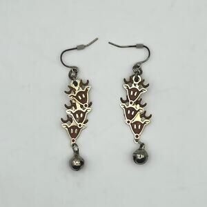 Reindeer Pierced Dangle Earrings Rudolph Winter Christmas Bell Festival Holiday